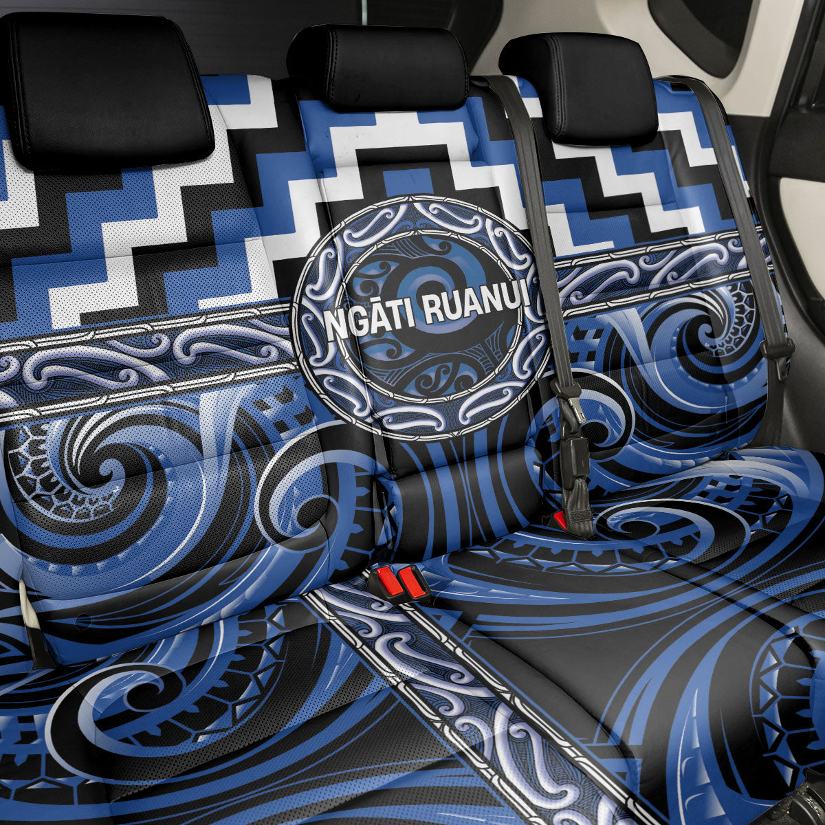 Aotearoa Ngati Ruanui Back Car Seat Cover Maori Iwi Poutama Puhoro Tattoo LT14 - Polynesian Pride