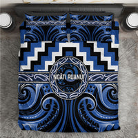 Aotearoa Ngati Ruanui Bedding Set Maori Iwi Poutama Puhoro Tattoo LT14 Blue - Polynesian Pride
