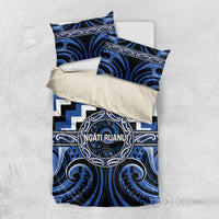 Aotearoa Ngati Ruanui Bedding Set Maori Iwi Poutama Puhoro Tattoo LT14 US Twin 172cm x 218cm Blue - Polynesian Pride