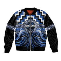 Aotearoa Ngati Ruanui Personalised Bomber Jacket Maori Iwi Poutama Puhoro Tattoo LT14 Unisex Blue - Polynesian Pride