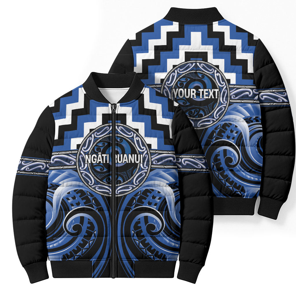 Aotearoa Ngati Ruanui Personalised Bomber Puffer Jacket Maori Iwi Poutama Puhoro Tattoo LT14 - Polynesian Pride