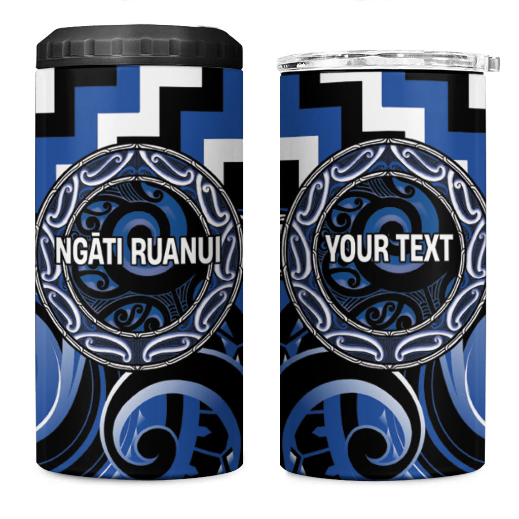 Aotearoa Ngati Ruanui Personalised 4 in 1 Can Cooler Tumbler Maori Iwi Poutama Puhoro Tattoo LT14 One Size: 16 oz Blue - Polynesian Pride