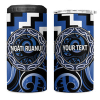 Aotearoa Ngati Ruanui Personalised 4 in 1 Can Cooler Tumbler Maori Iwi Poutama Puhoro Tattoo LT14 One Size: 16 oz Blue - Polynesian Pride