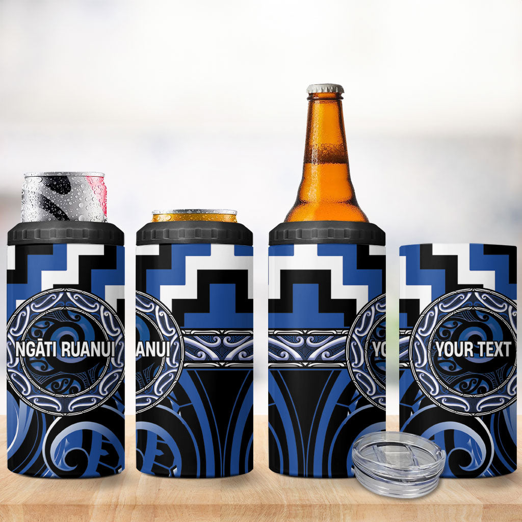 Aotearoa Ngati Ruanui Personalised 4 in 1 Can Cooler Tumbler Maori Iwi Poutama Puhoro Tattoo LT14 - Polynesian Pride
