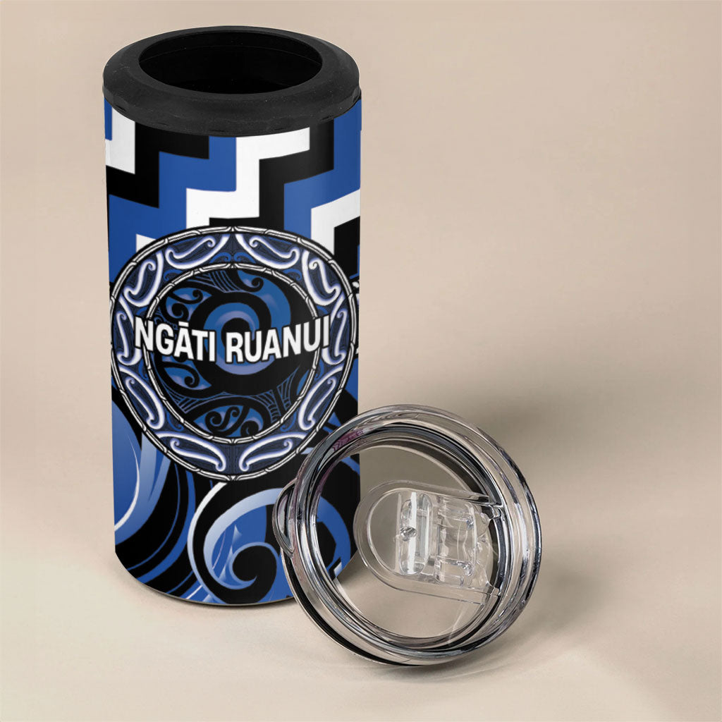 Aotearoa Ngati Ruanui Personalised 4 in 1 Can Cooler Tumbler Maori Iwi Poutama Puhoro Tattoo LT14 - Polynesian Pride