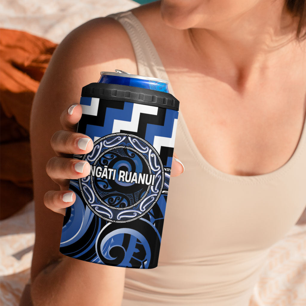Aotearoa Ngati Ruanui Personalised 4 in 1 Can Cooler Tumbler Maori Iwi Poutama Puhoro Tattoo LT14 - Polynesian Pride
