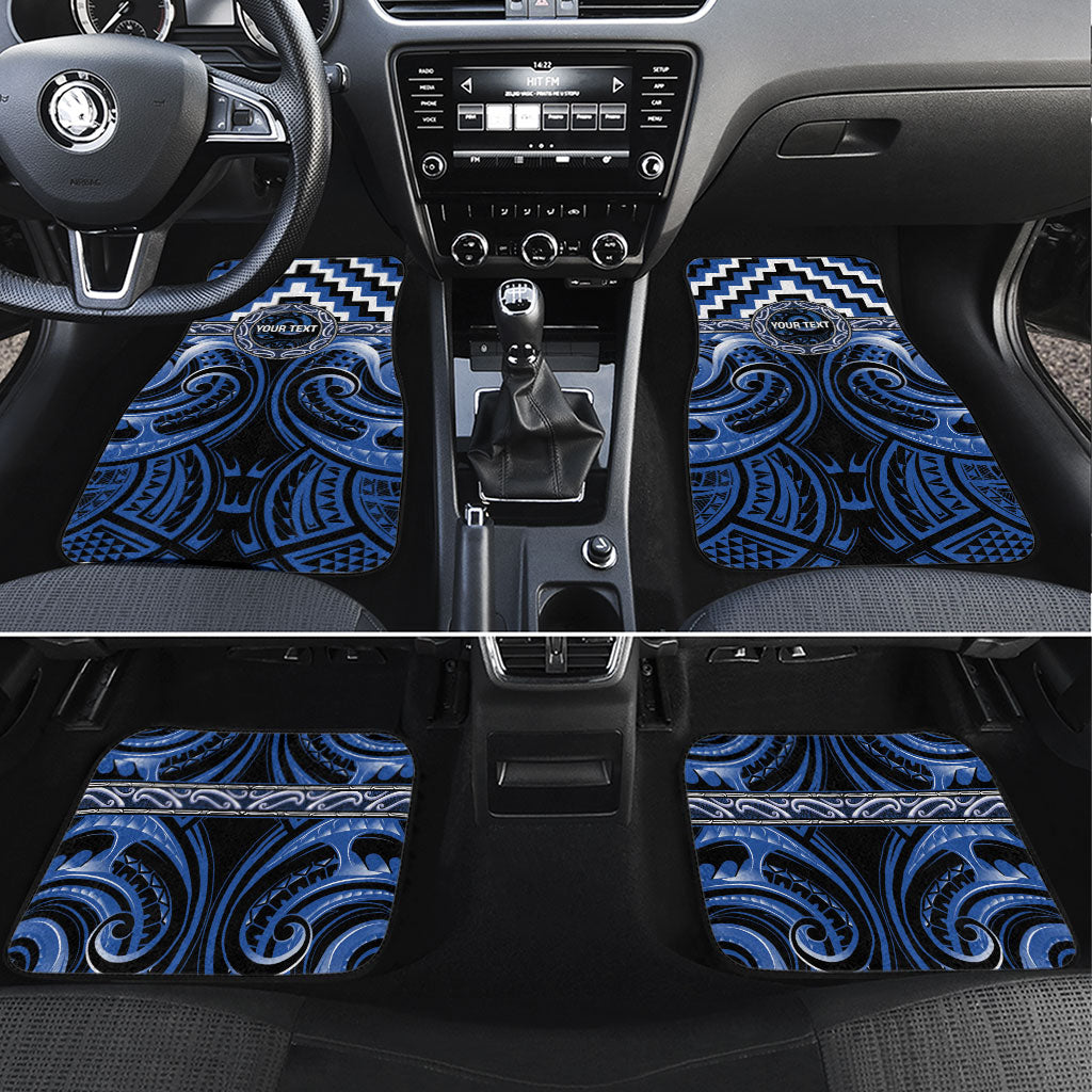 Aotearoa Ngati Ruanui Personalised Car Mats Maori Iwi Poutama Puhoro Tattoo LT14 Set 4pcs Blue - Polynesian Pride