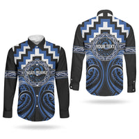 Aotearoa Ngati Ruanui Personalised Couples Matching Long Sleeve Bodycon Dress and Long Sleeve Button Shirt Maori Iwi Poutama Puhoro Tattoo LT14 - Polynesian Pride