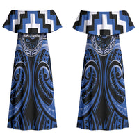 Aotearoa Ngati Ruanui Personalised Couples Matching Off Shoulder Maxi Dress and Long Sleeve Button Shirt Maori Iwi Poutama Puhoro Tattoo LT14 - Polynesian Pride