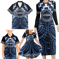 Aotearoa Ngati Ruanui Personalised Family Matching Long Sleeve Bodycon Dress and Hawaiian Shirt Maori Iwi Poutama Puhoro Tattoo LT14 - Polynesian Pride