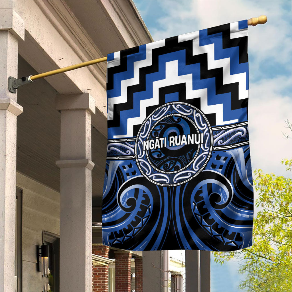 Aotearoa Ngati Ruanui Garden Flag Maori Iwi Poutama Puhoro Tattoo LT14 House Flag Blue - Polynesian Pride