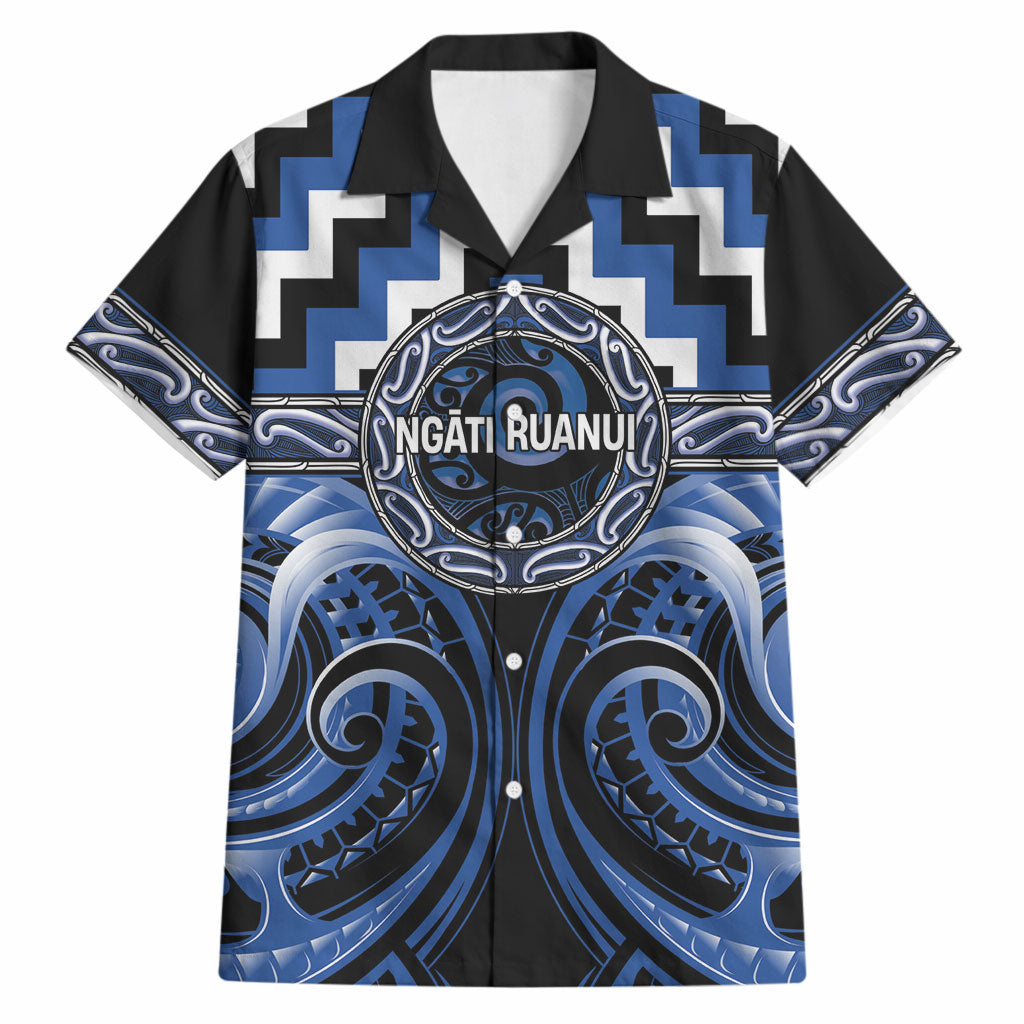 Aotearoa Ngati Ruanui Personalised Hawaiian Shirt Maori Iwi Poutama Puhoro Tattoo LT14 Blue - Polynesian Pride