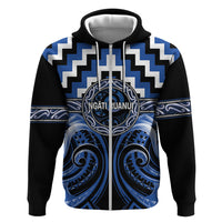 Aotearoa Ngati Ruanui Personalised Hoodie Maori Iwi Poutama Puhoro Tattoo LT14 Zip Hoodie Blue - Polynesian Pride