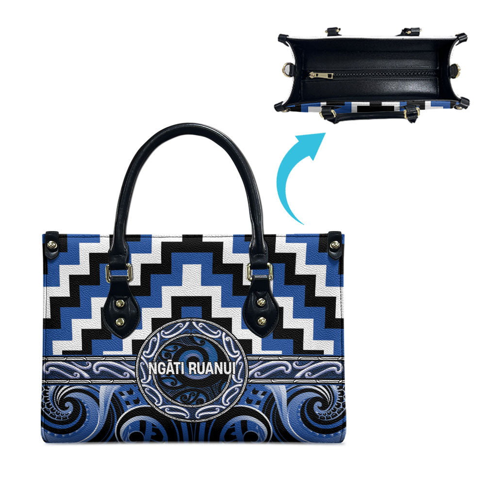 Aotearoa Ngati Ruanui Leather Bag Maori Iwi Poutama Puhoro Tattoo LT14 - Polynesian Pride