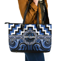 Aotearoa Ngati Ruanui Leather Tote Bag Maori Iwi Poutama Puhoro Tattoo LT14 - Polynesian Pride
