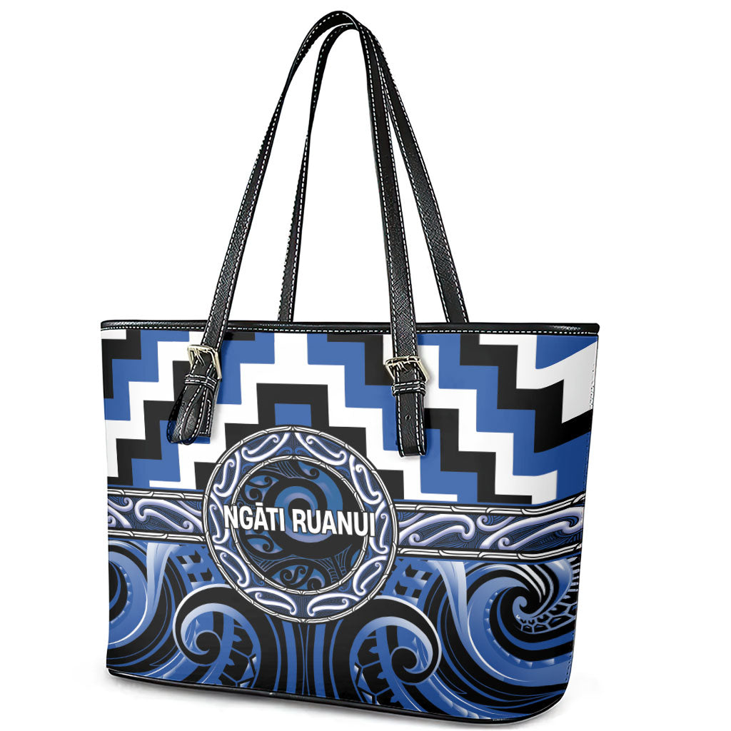 Aotearoa Ngati Ruanui Leather Tote Bag Maori Iwi Poutama Puhoro Tattoo LT14 - Polynesian Pride