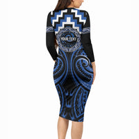 Aotearoa Ngati Ruanui Personalised Long Sleeve Bodycon Dress Maori Iwi Poutama Puhoro Tattoo LT14 - Polynesian Pride