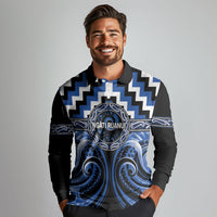 Aotearoa Ngati Ruanui Personalised Long Sleeve Polo Shirt Maori Iwi Poutama Puhoro Tattoo LT14 - Polynesian Pride