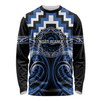 Aotearoa Ngati Ruanui Personalised Long Sleeve Shirt Maori Iwi Poutama Puhoro Tattoo LT14 Unisex Blue - Polynesian Pride