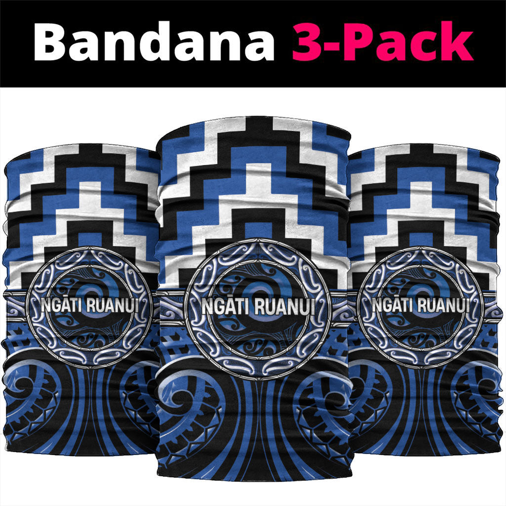 Aotearoa Ngati Ruanui Neck Gaiter Maori Iwi Poutama Puhoro Tattoo LT14 package One Size: 25*50cm Blue - Polynesian Pride
