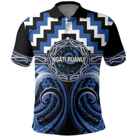 Aotearoa Ngati Ruanui Personalised Polo Shirt Maori Iwi Poutama Puhoro Tattoo LT14 Blue - Polynesian Pride