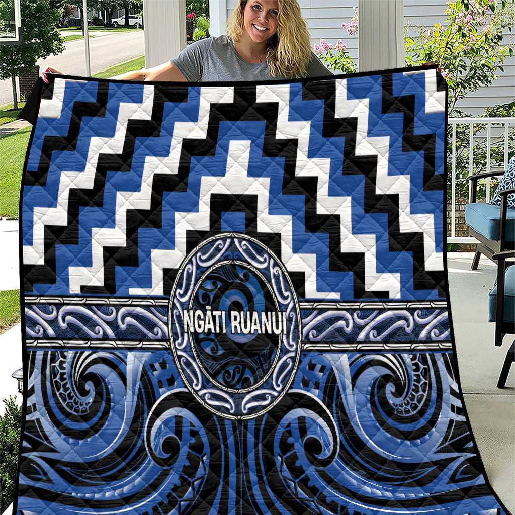 Aotearoa Ngati Ruanui Quilt Maori Iwi Poutama Puhoro Tattoo LT14 Blue - Polynesian Pride