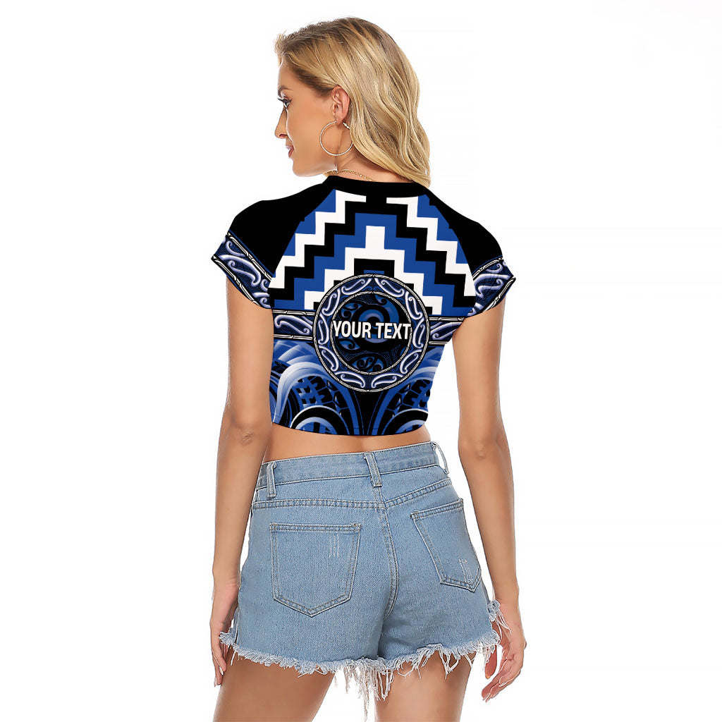 Aotearoa Ngati Ruanui Personalised Raglan Cropped T Shirt Maori Iwi Poutama Puhoro Tattoo LT14 - Polynesian Pride