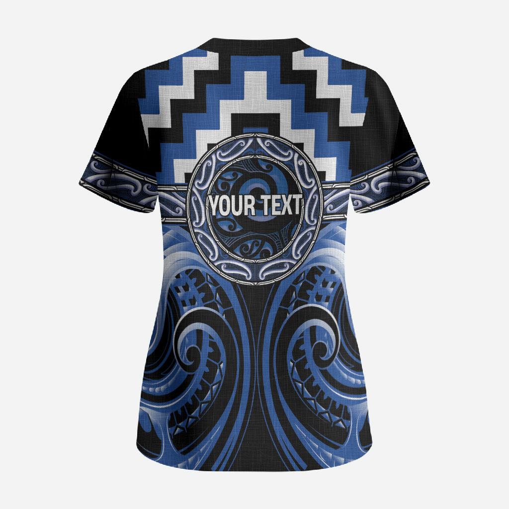 Aotearoa Ngati Ruanui Personalised Scrub Top Maori Iwi Poutama Puhoro Tattoo LT14 - Polynesian Pride