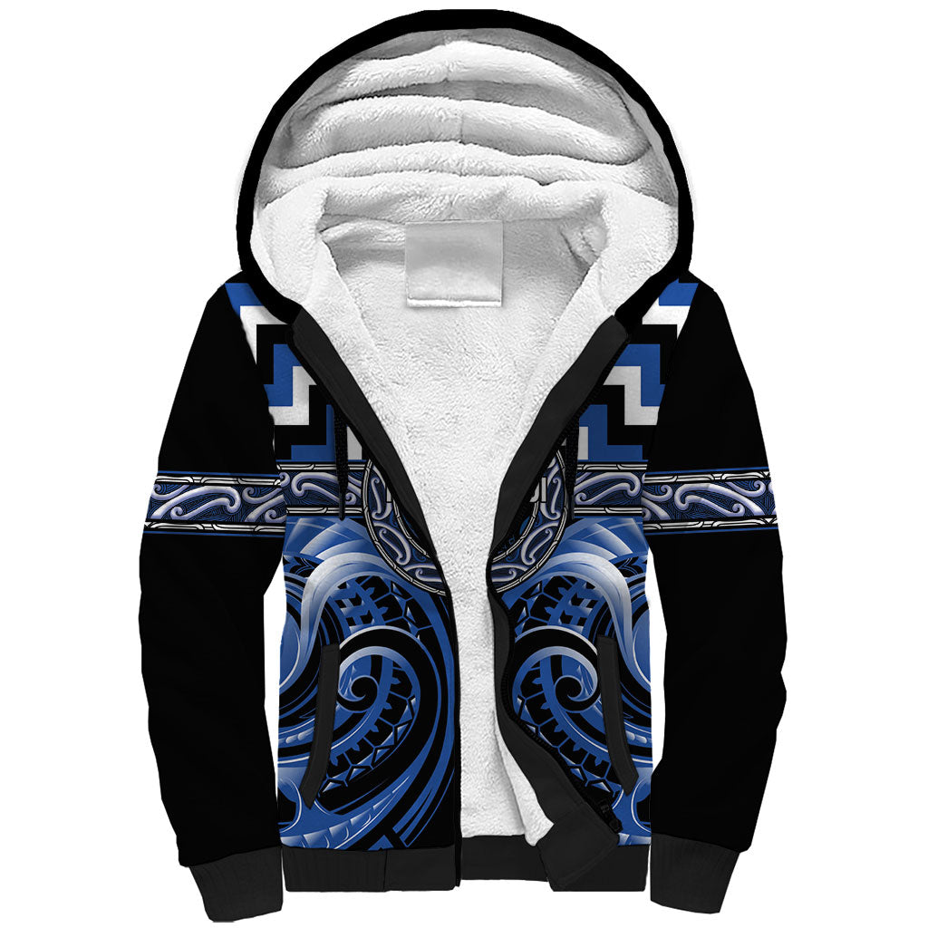 Aotearoa Ngati Ruanui Personalised Sherpa Hoodie Maori Iwi Poutama Puhoro Tattoo LT14 Unisex Blue - Polynesian Pride