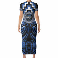 Aotearoa Ngati Ruanui Personalised Short Sleeve Bodycon Dress Maori Iwi Poutama Puhoro Tattoo LT14 - Polynesian Pride
