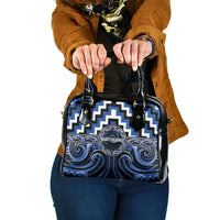 Aotearoa Ngati Ruanui Shoulder Handbag Maori Iwi Poutama Puhoro Tattoo LT14 One Size Blue - Polynesian Pride