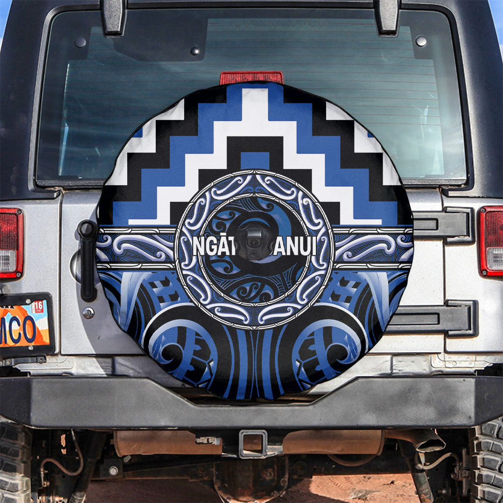 Aotearoa Ngati Ruanui Spare Tire Cover Maori Iwi Poutama Puhoro Tattoo LT14 Blue - Polynesian Pride