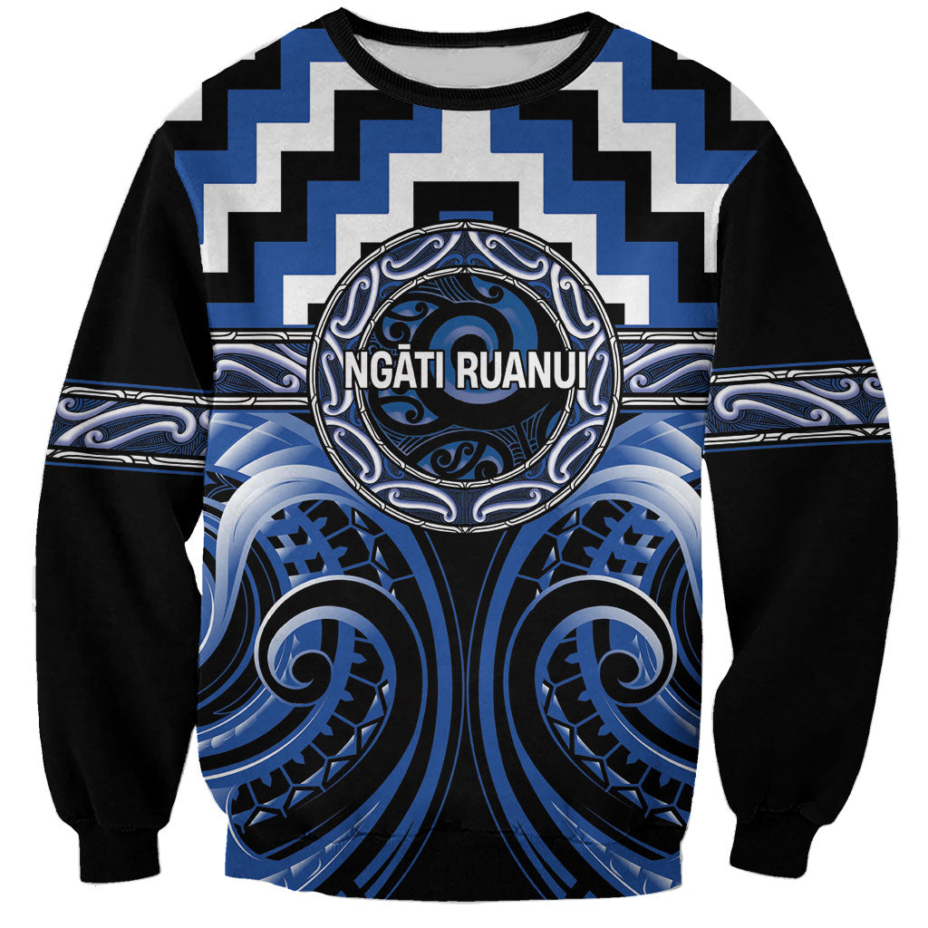 Aotearoa Ngati Ruanui Personalised Sweatshirt Maori Iwi Poutama Puhoro Tattoo LT14 Unisex Blue - Polynesian Pride