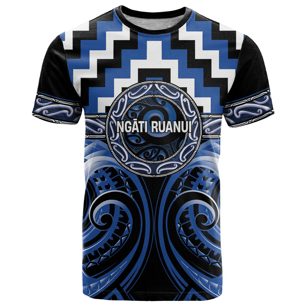 Aotearoa Ngati Ruanui Personalised T Shirt Maori Iwi Poutama Puhoro Tattoo LT14 Blue - Polynesian Pride