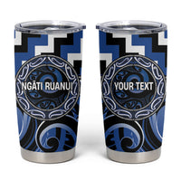 Aotearoa Ngati Ruanui Personalised Tumbler Cup Maori Iwi Poutama Puhoro Tattoo LT14 Blue - Polynesian Pride