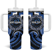 Aotearoa Ngati Ruanui Personalised Tumbler With Handle Maori Iwi Poutama Puhoro Tattoo LT14 One Size: 40 oz Blue - Polynesian Pride