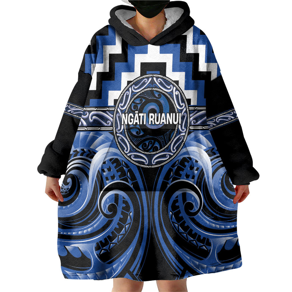 Aotearoa Ngati Ruanui Personalised Wearable Blanket Hoodie Maori Iwi Poutama Puhoro Tattoo LT14 - Polynesian Pride