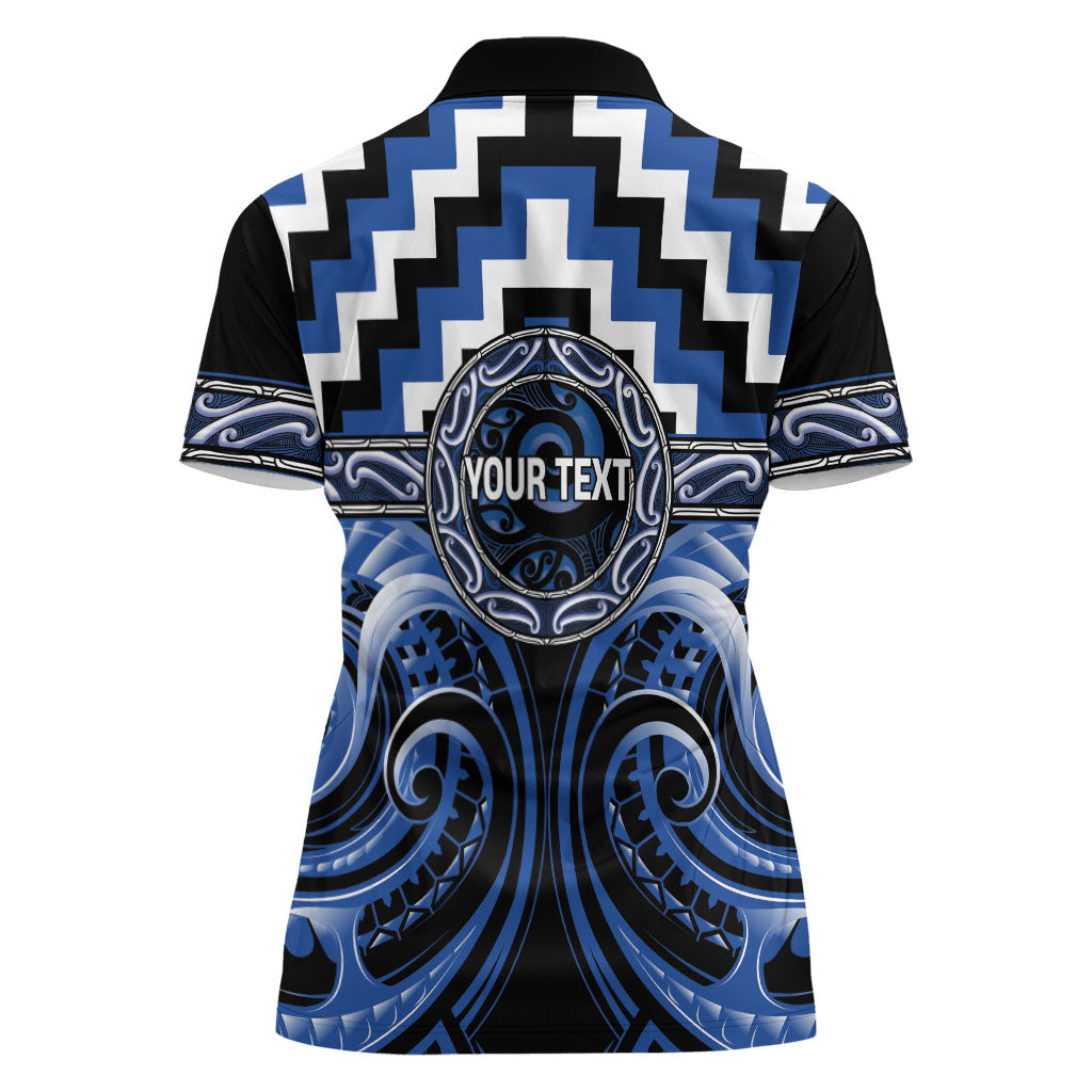 Aotearoa Ngati Ruanui Personalised Women Polo Shirt Maori Iwi Poutama Puhoro Tattoo LT14 - Polynesian Pride