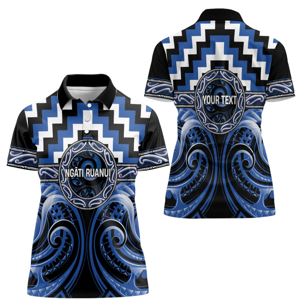 Aotearoa Ngati Ruanui Personalised Women Polo Shirt Maori Iwi Poutama Puhoro Tattoo LT14 - Polynesian Pride
