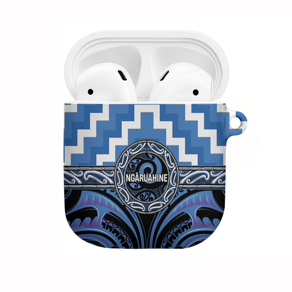 Aotearoa Ngaruahine AirPods Case Maori Iwi Poutama Puhoro Tattoo LT14 Blue - Polynesian Pride