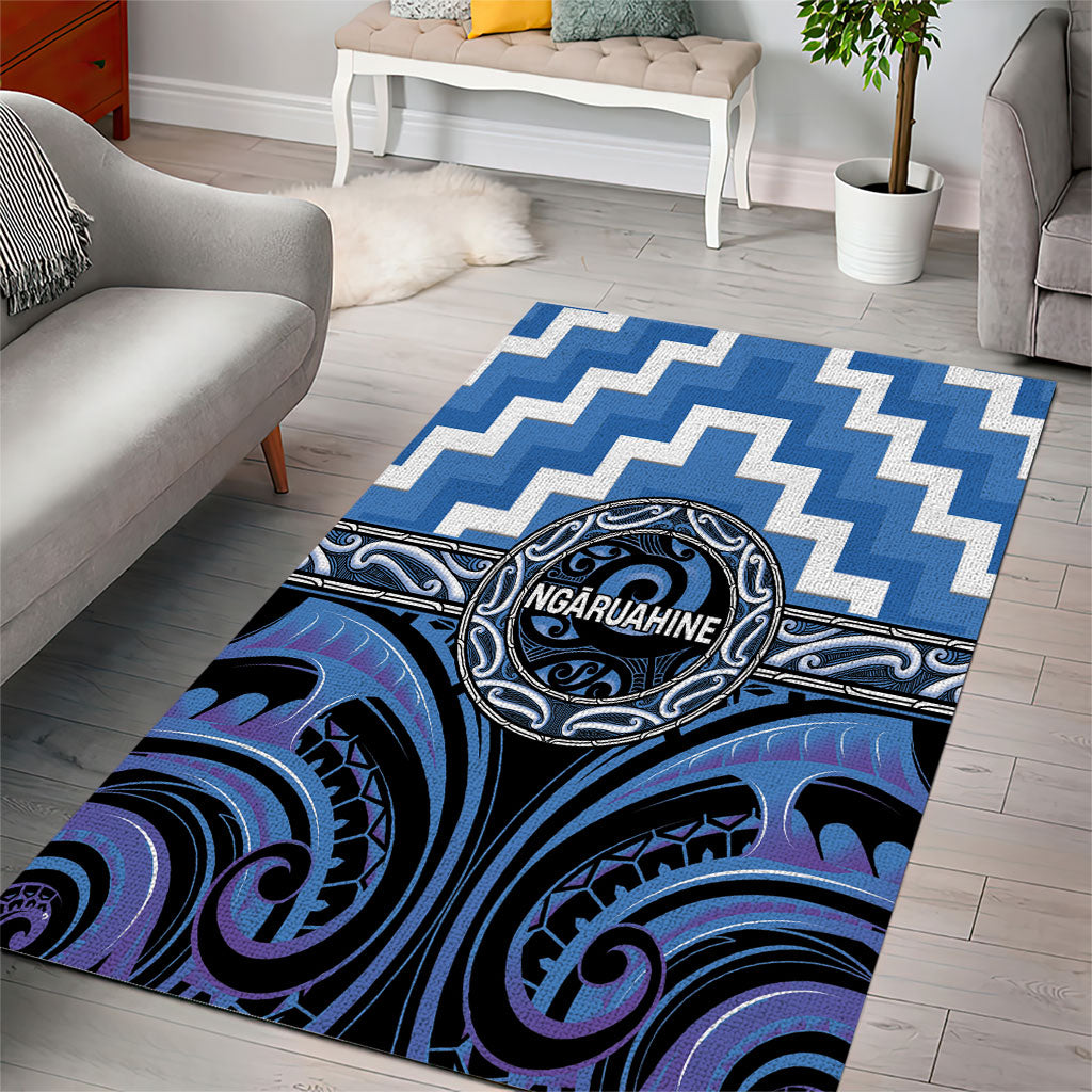 Aotearoa Ngaruahine Area Rug Maori Iwi Poutama Puhoro Tattoo LT14 - Polynesian Pride
