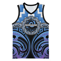 Aotearoa Ngaruahine Personalised Basketball Jersey Maori Iwi Poutama Puhoro Tattoo LT14 Unisex Blue - Polynesian Pride