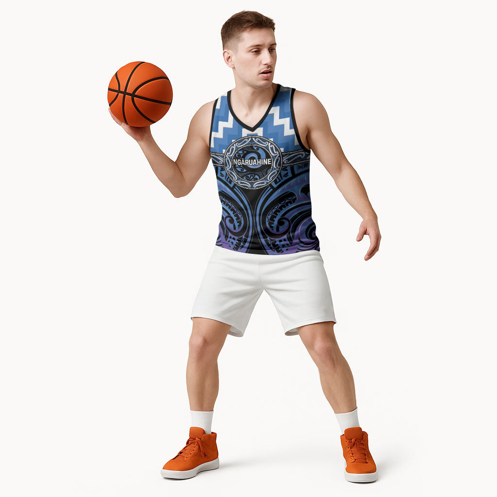 Aotearoa Ngaruahine Personalised Basketball Jersey Maori Iwi Poutama Puhoro Tattoo LT14 - Polynesian Pride
