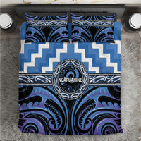 Aotearoa Ngaruahine Bedding Set Maori Iwi Poutama Puhoro Tattoo LT14 Blue - Polynesian Pride