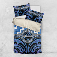 Aotearoa Ngaruahine Bedding Set Maori Iwi Poutama Puhoro Tattoo LT14 US Twin 172cm x 218cm Blue - Polynesian Pride