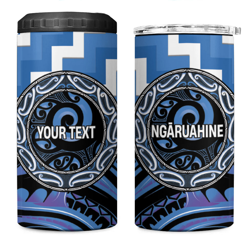 Aotearoa Ngaruahine Personalised 4 in 1 Can Cooler Tumbler Maori Iwi Poutama Puhoro Tattoo LT14 One Size: 16 oz Blue - Polynesian Pride