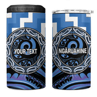 Aotearoa Ngaruahine Personalised 4 in 1 Can Cooler Tumbler Maori Iwi Poutama Puhoro Tattoo LT14 One Size: 16 oz Blue - Polynesian Pride