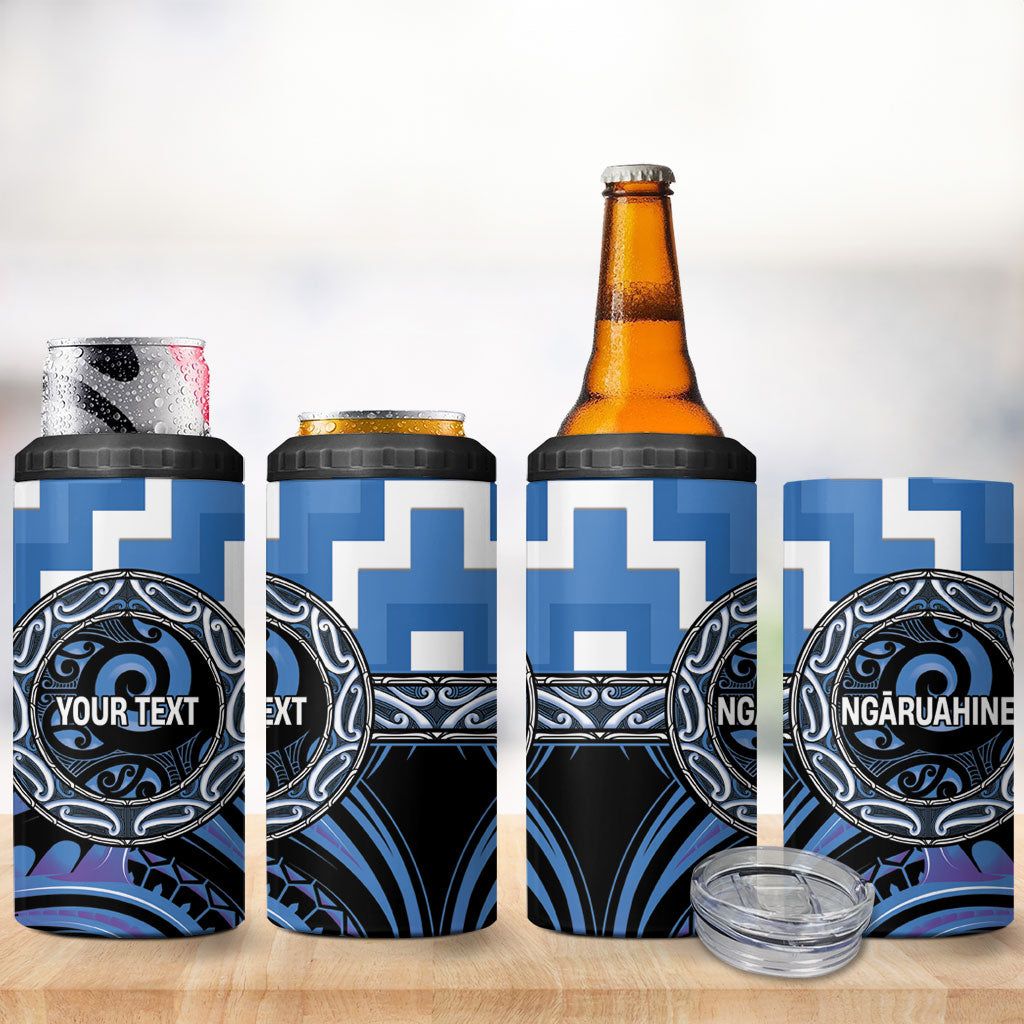 Aotearoa Ngaruahine Personalised 4 in 1 Can Cooler Tumbler Maori Iwi Poutama Puhoro Tattoo LT14 - Polynesian Pride