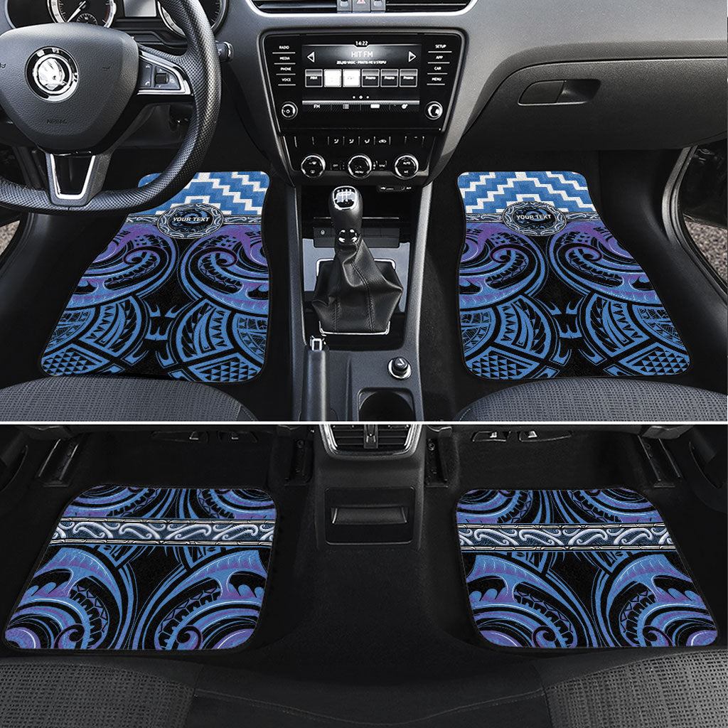 Aotearoa Ngaruahine Personalised Car Mats Maori Iwi Poutama Puhoro Tattoo LT14 Set 4pcs Blue - Polynesian Pride