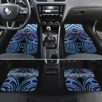 Aotearoa Ngaruahine Personalised Car Mats Maori Iwi Poutama Puhoro Tattoo LT14 Set 4pcs Blue - Polynesian Pride